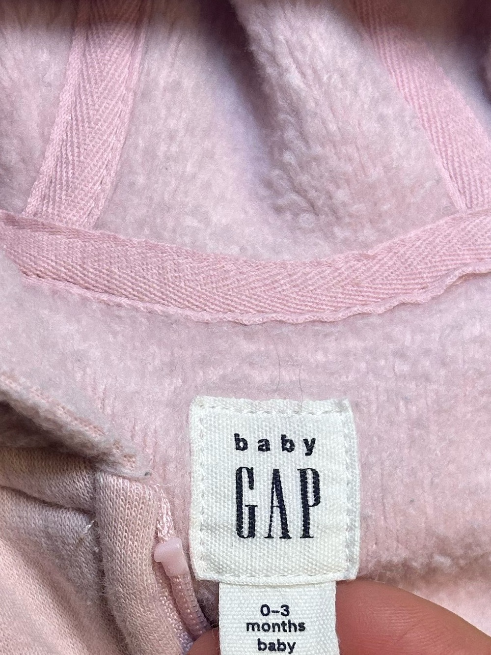 GAP Light Pink Hooded Zip Sweatshirt with Ear Detail - Picture 3 of 4